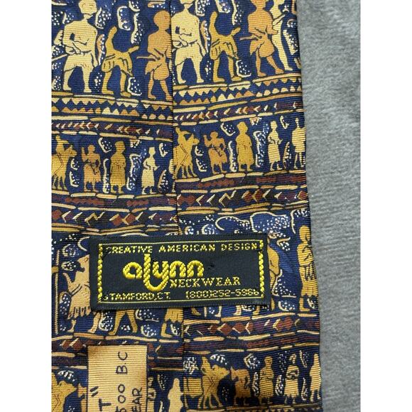 Alynn Mens Silk Tie “Ancient Art Egypt 3000 BC Gold‎ Brown Excellent - Picture 3 of 3